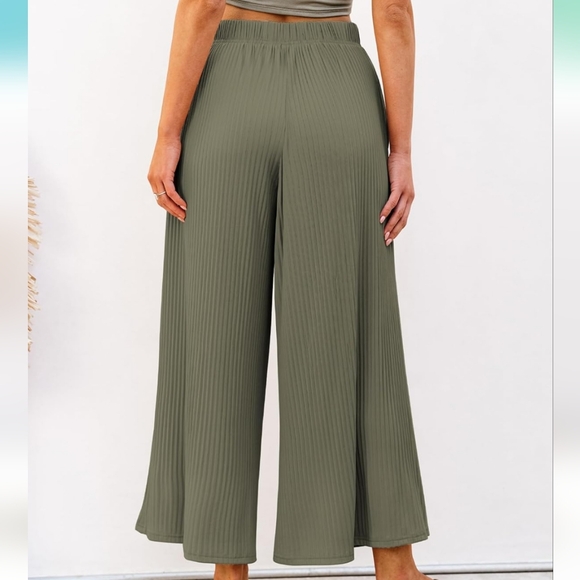 olive green wide leg pants - Picture 2 of 6